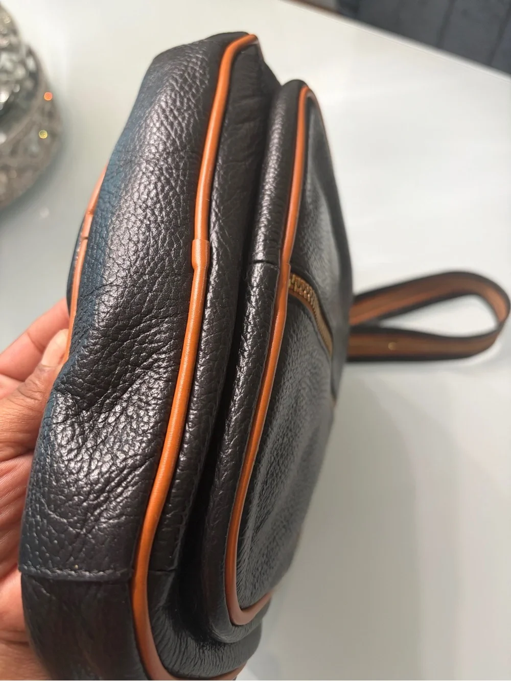 Valentina Black and Tan Two-Tone Leather Backpack